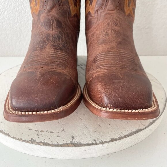 Rod Patrick Mens Cowboy Boots 13.5B Perro Loco Brown Leather Western Square Toe - Picture 7 of 13